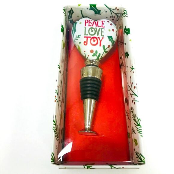 New Bottle stopper "peace, love, joy” - Picture 1 of 5